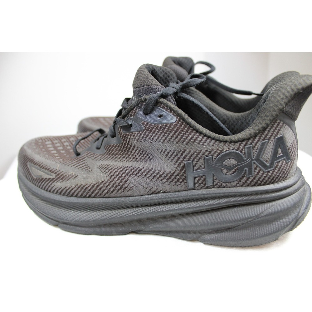 Hoka Mens Clifton 9 Running Shoes Size 12 Black Athletic Sneakers